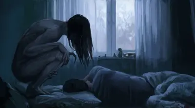 Female monster under bed