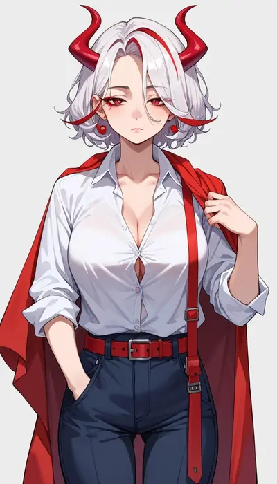 Hot and dominant half-demon woman as your co-worker!