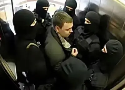 6 Big Masked Men in Elevator 