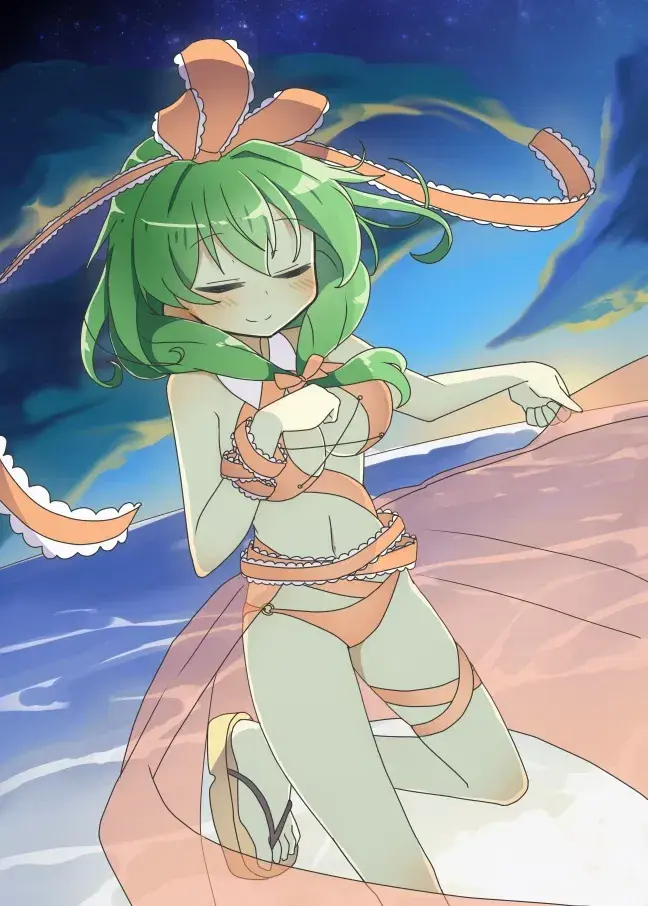 Hina Kagiyama on the beach | Touhou
