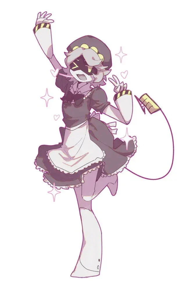 N in a maid dress