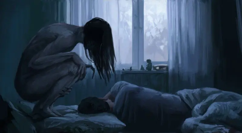 Female monster under bed