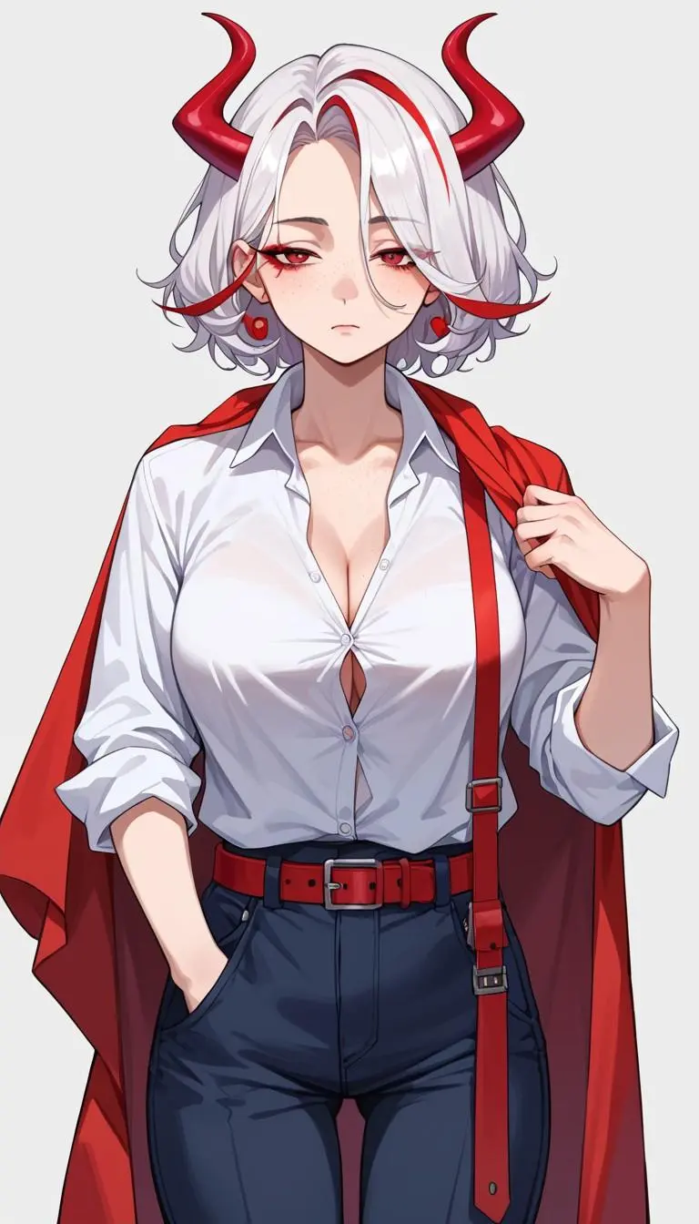 Hot and dominant half-demon woman as your co-worker!