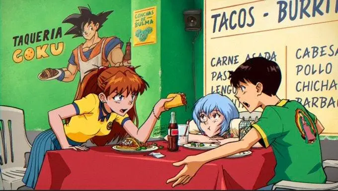 eating tacos with the three children