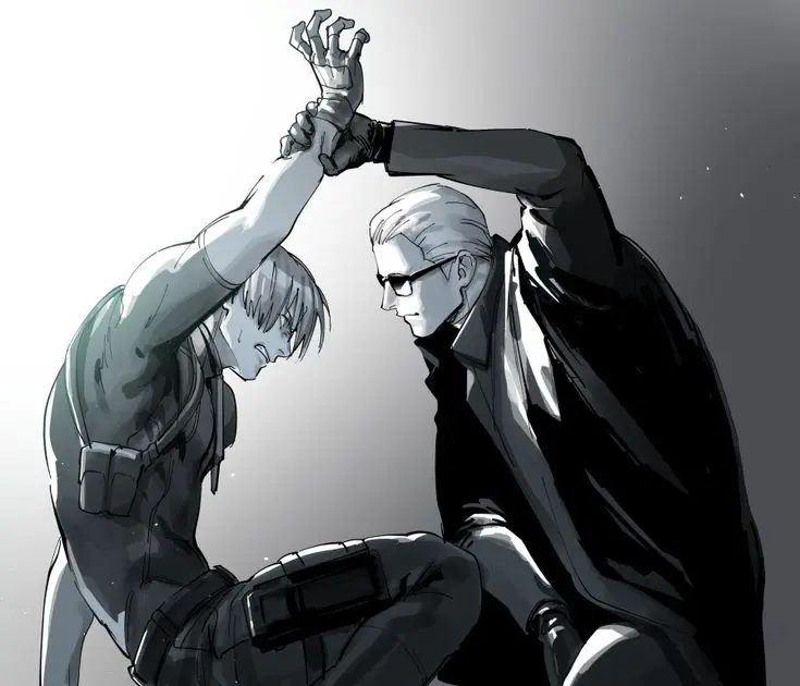 Leon Kennedy and Albert Wesker